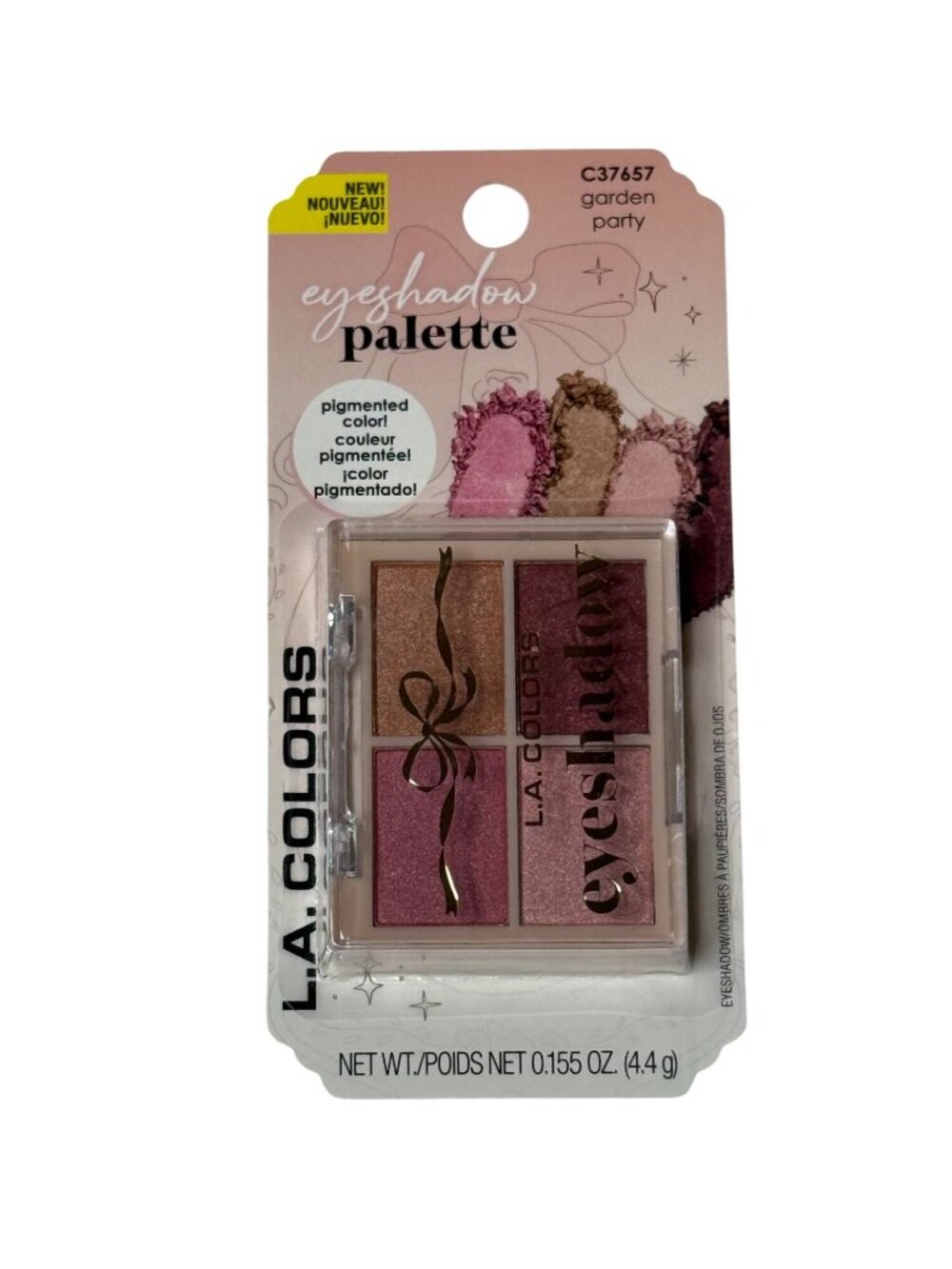 LA Colors Eyeshadow Palette Garden Party 4 Color Pigmented Shadow Pink Mauve
